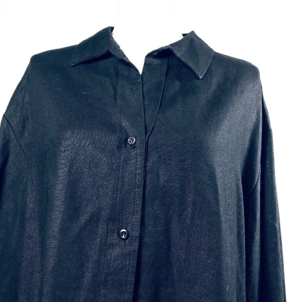 Vintage Womens Blouse Black Floral Embroidered 14 - Picture 2 of 8
